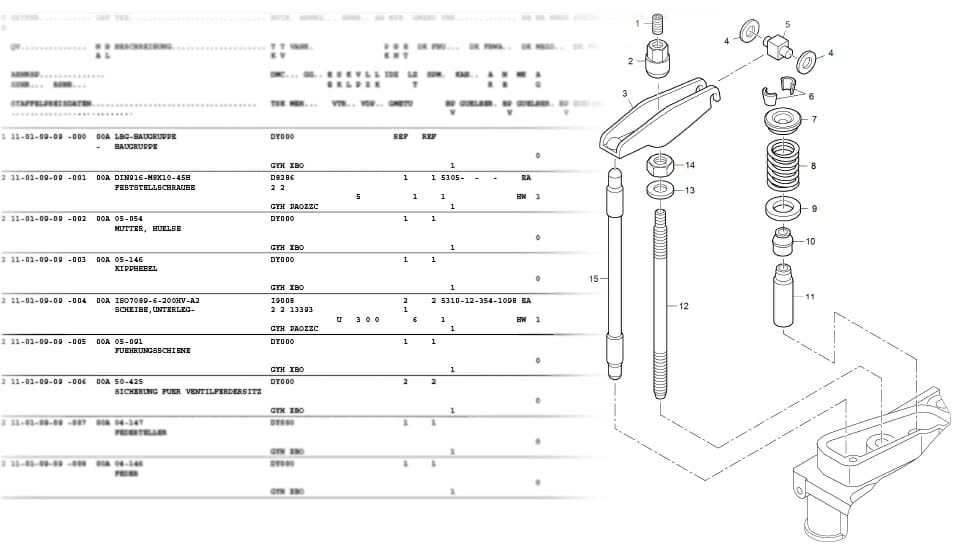 spare parts catalog example